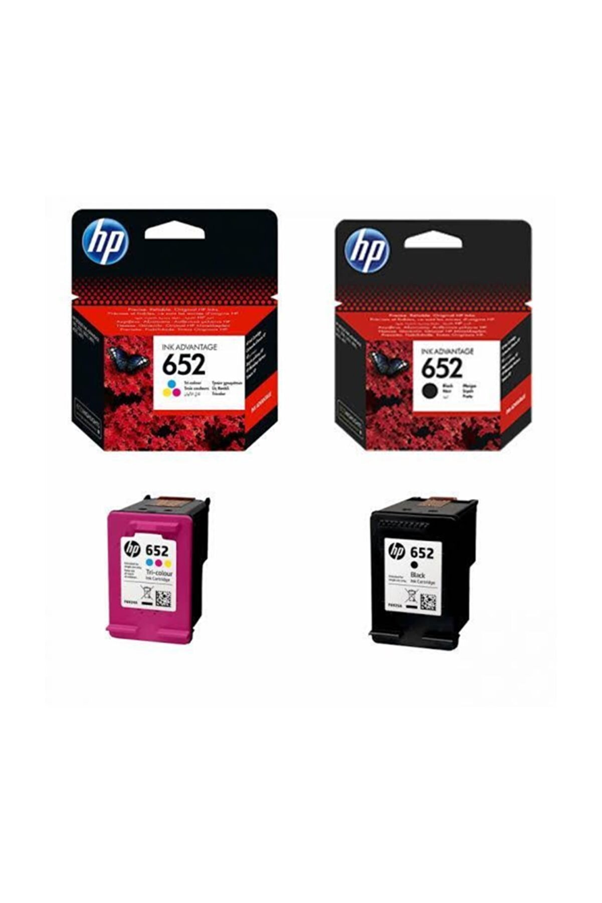 HP 652 Siyah ve Renkli Kartuş Seti (F6V24AE, F6V25AE)
