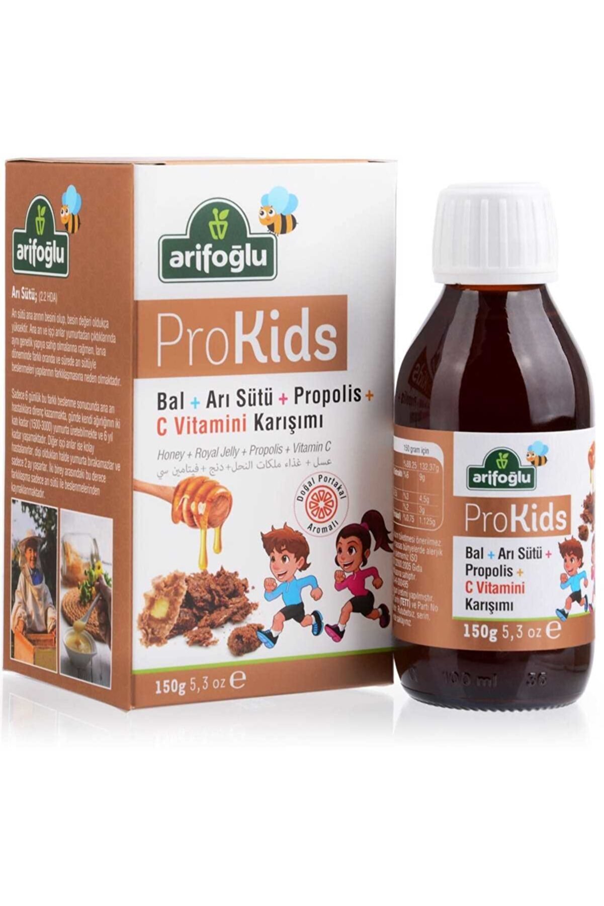 Arifoğlu ProKids Organik Bal Arı Sütü Propolis ve C Vitamini (Portakal Tadında) 150g