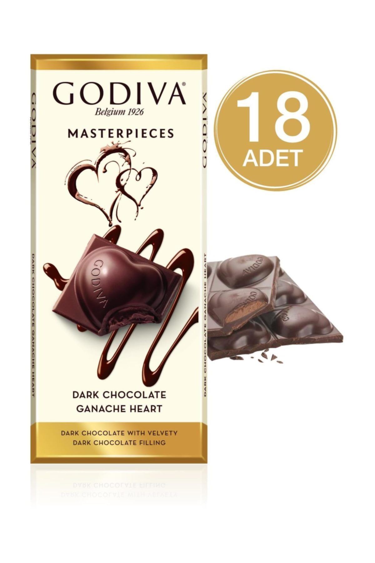 Godiva Bitter Ganaj Tablet Çikolata Kalp (18 Adet)