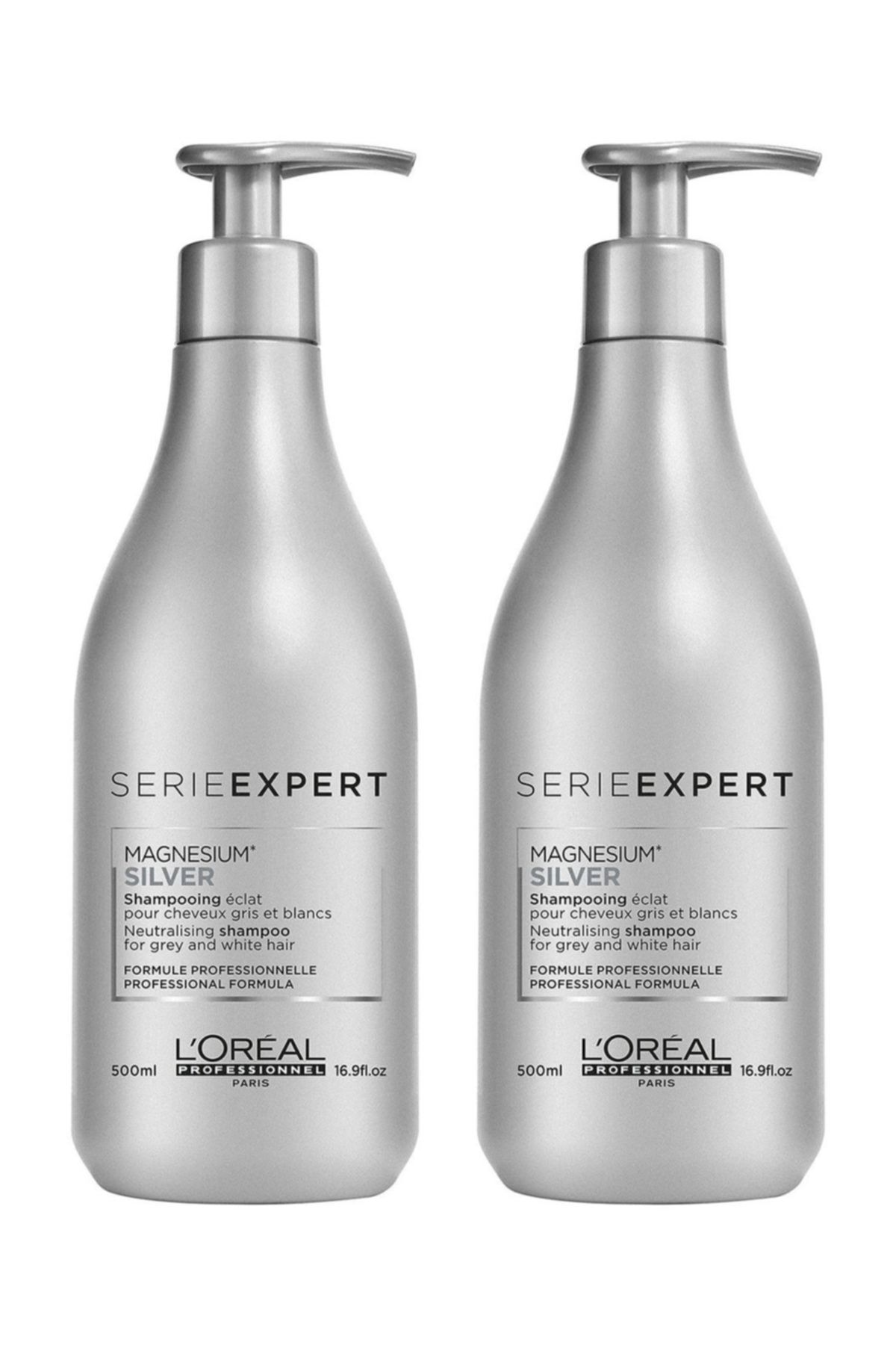 L'oreal Professionnel Silver 2'li Set - Gri ve Beyaz Saçlar için Şampuan 500 ml x 2 2840095015443