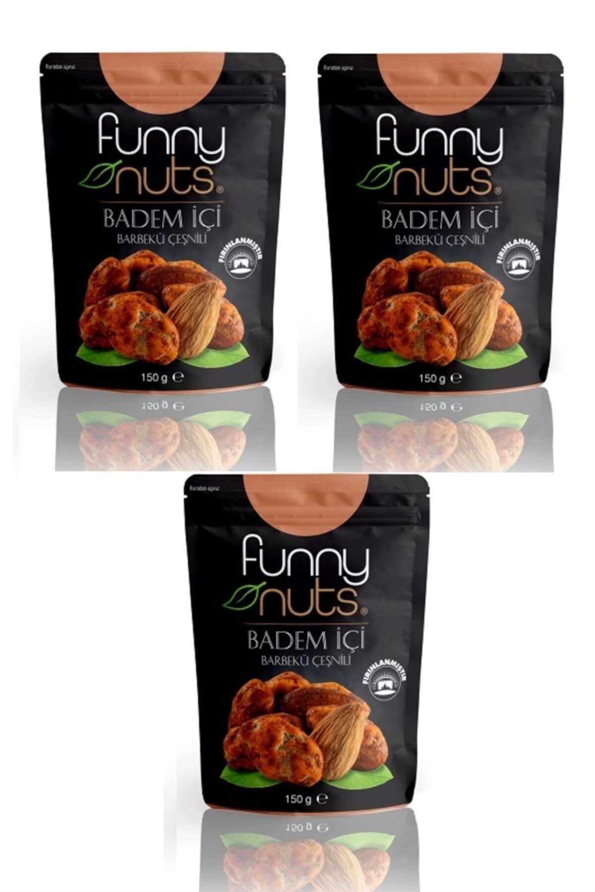 Funny 'Funny Nuts Barbekü Çeşnili Badem İçi  150 gr paket 3 paket ( Fırınlanmış)