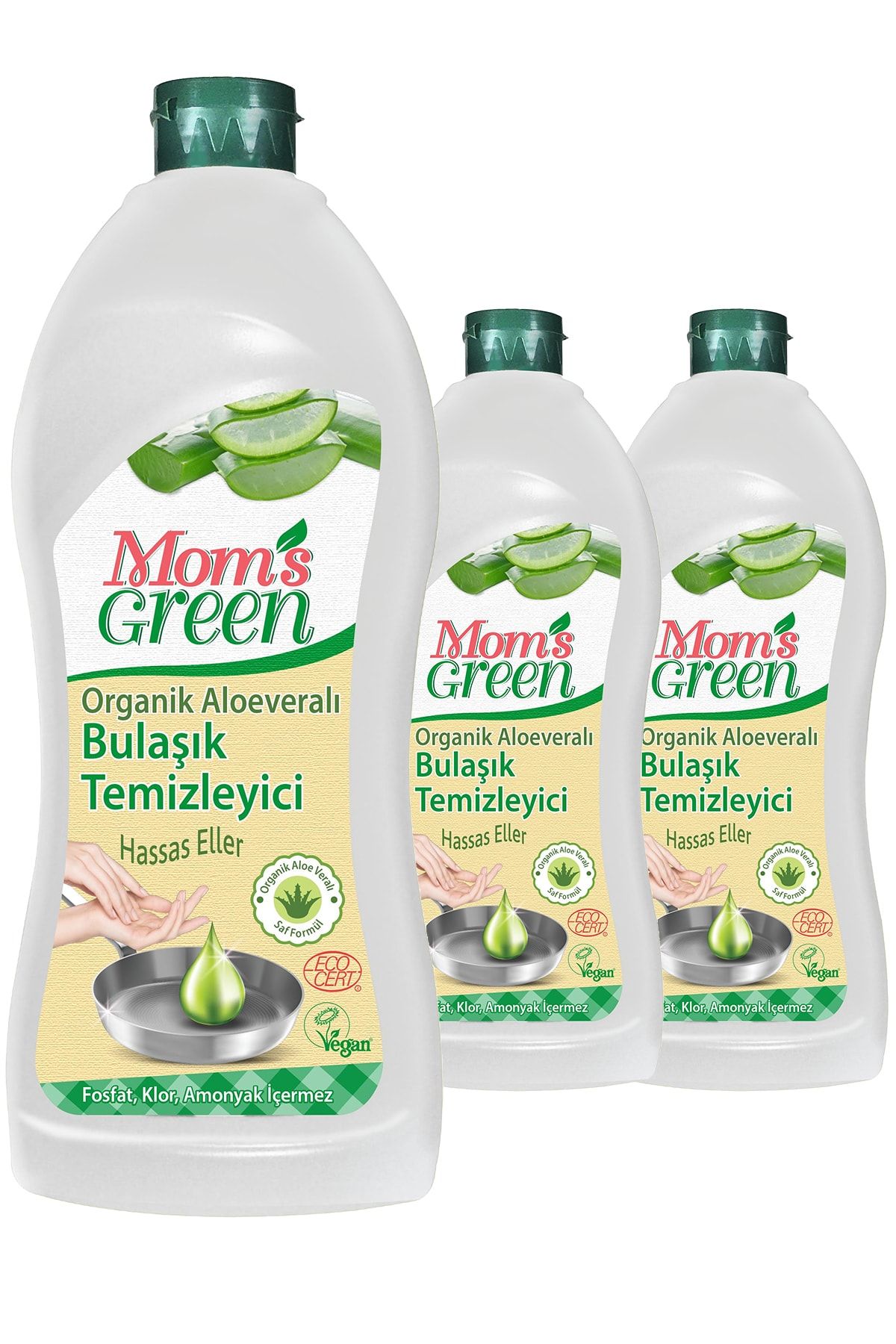 Mom's Green 3'lü Set Bitkisel Elde Bulaşık Deterjanı Aloe Vera - Eco