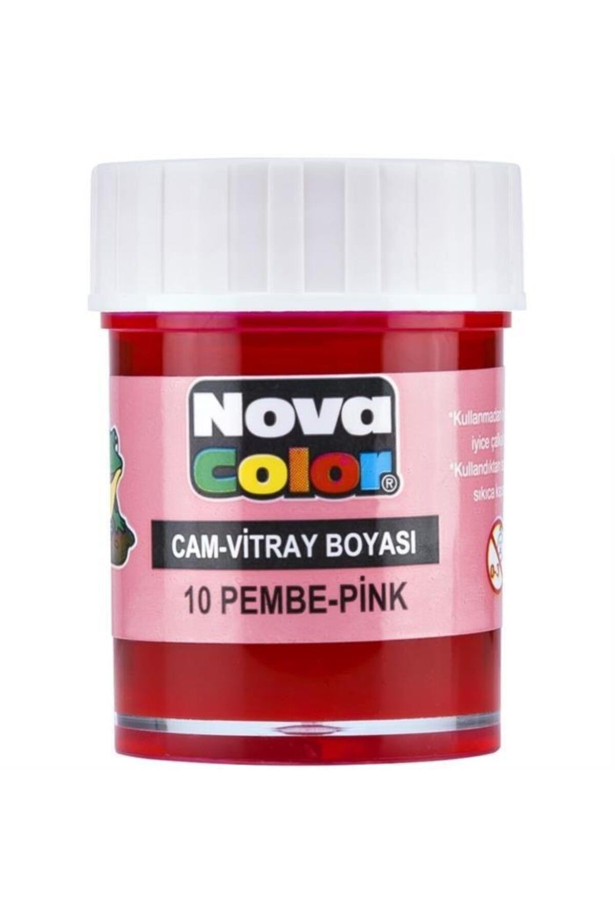 nova color Nc-158 Su Bazlı Cam Boyası Şişe Pembe 12 Li (1 Paket 12 Adet)