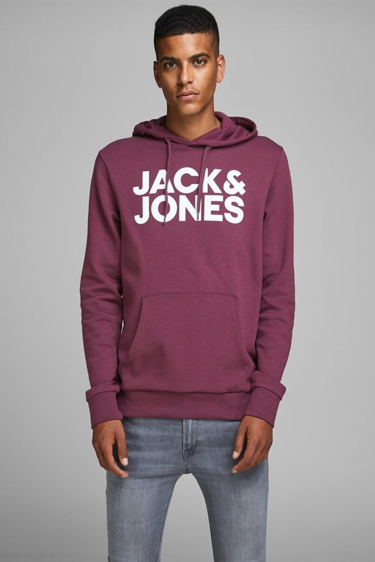 Jack & Jones 12152840 Erkek Bordo Sweatshirt