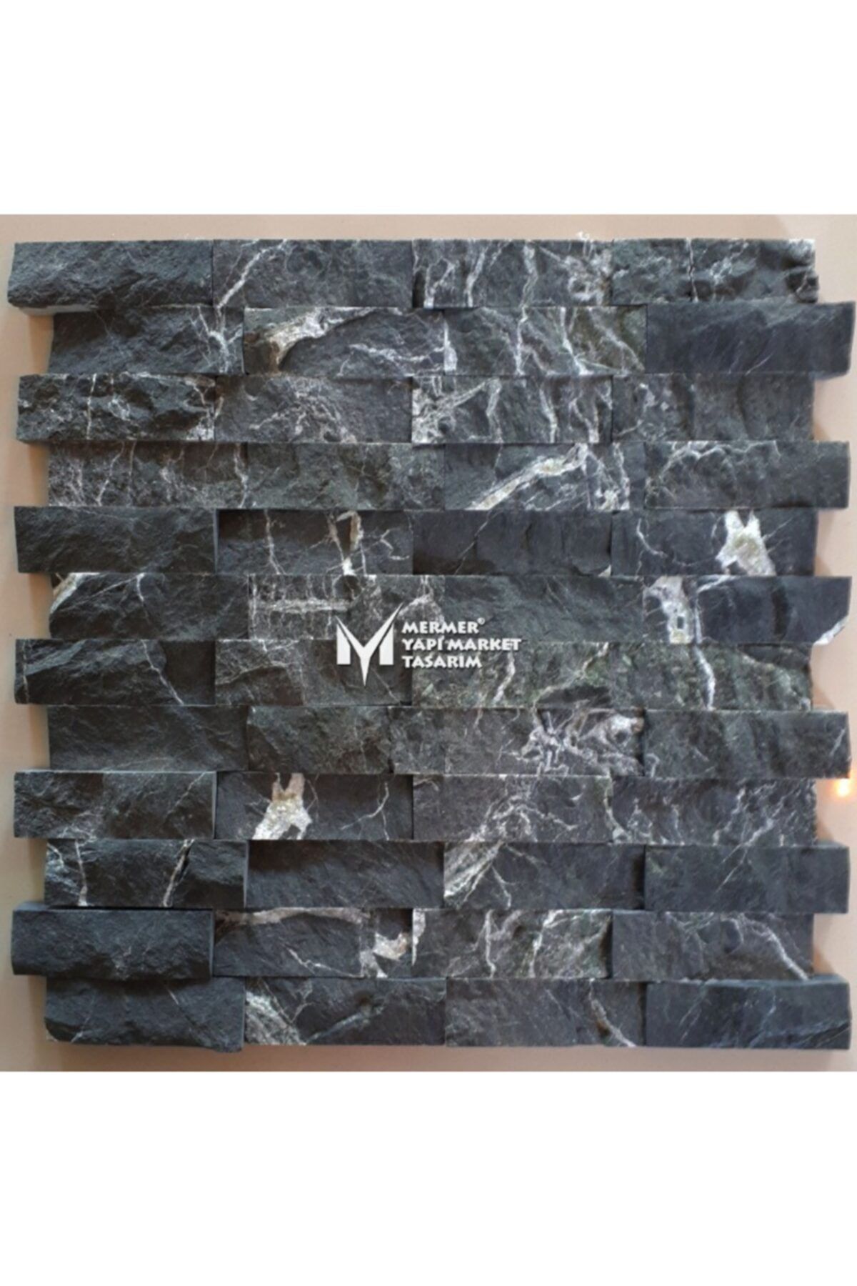 MYM Mermer Yapı Market Tasarım Petrol Siyahı Mermer Patlatma Mozaik