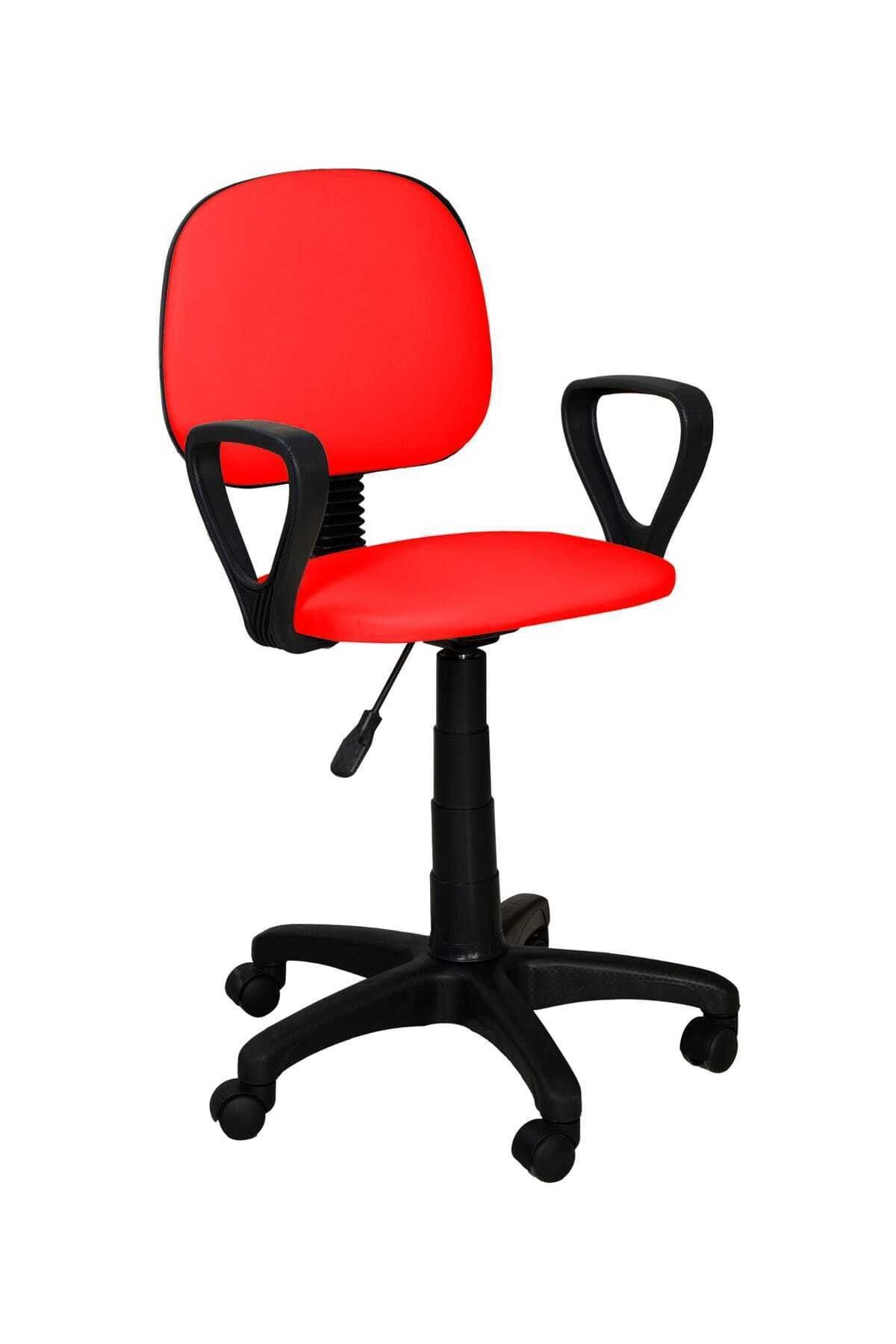 TOMAR Cgn Kollu Çalışma Sandalyesi Ofis Sandalyesi Öğrenci Koltuğu Ofis Ve Büro Sandalyesi - Kırmızı