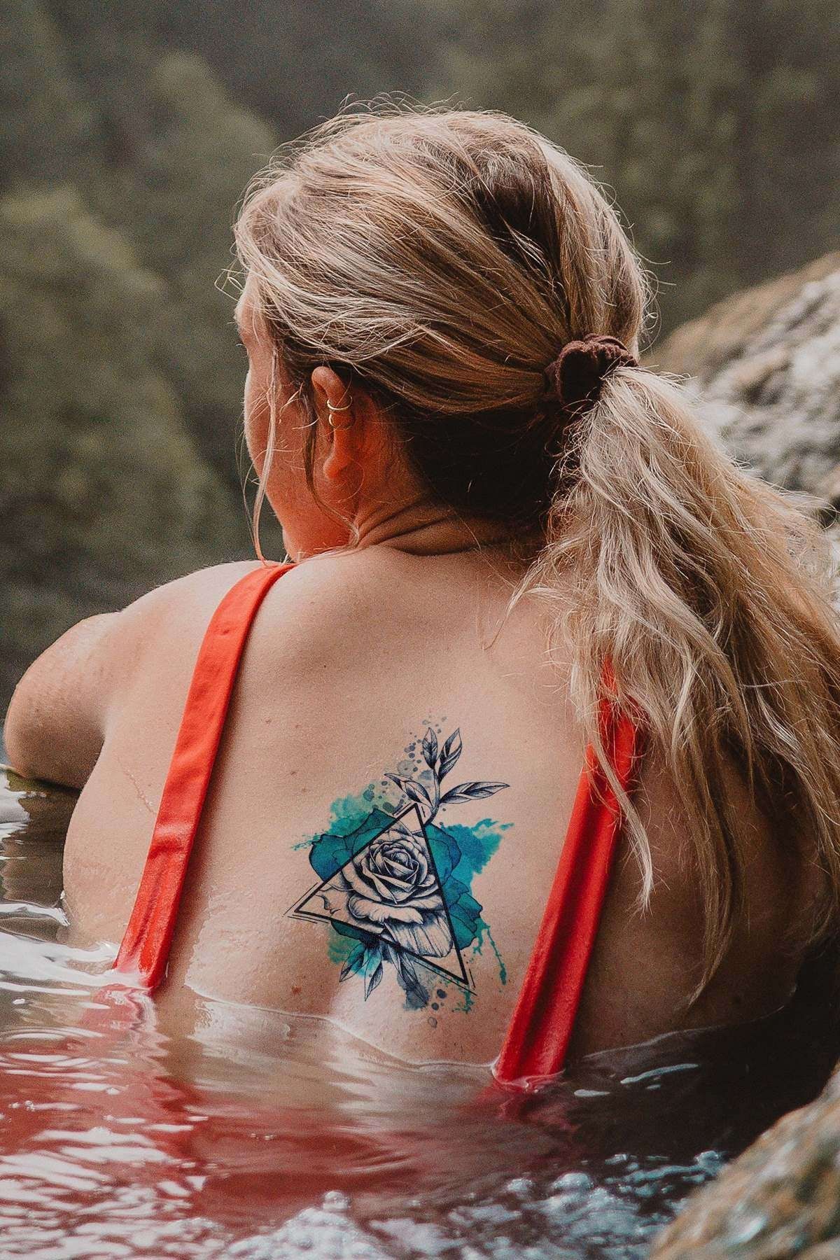 Takıştır Üçgen Gül Geçici Dövme Tattoo