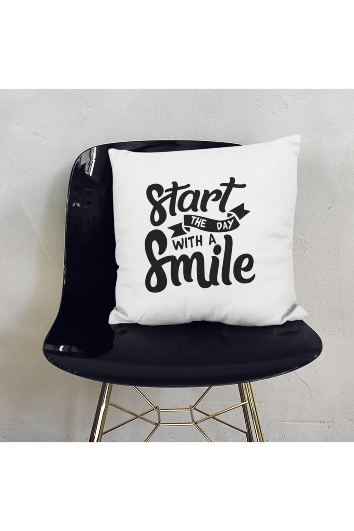 Hediyesepeti Star The Day With A Smile Motivasyon Dekoratif Yastık - Baskılı Yazılı Dekoratif Kırlent