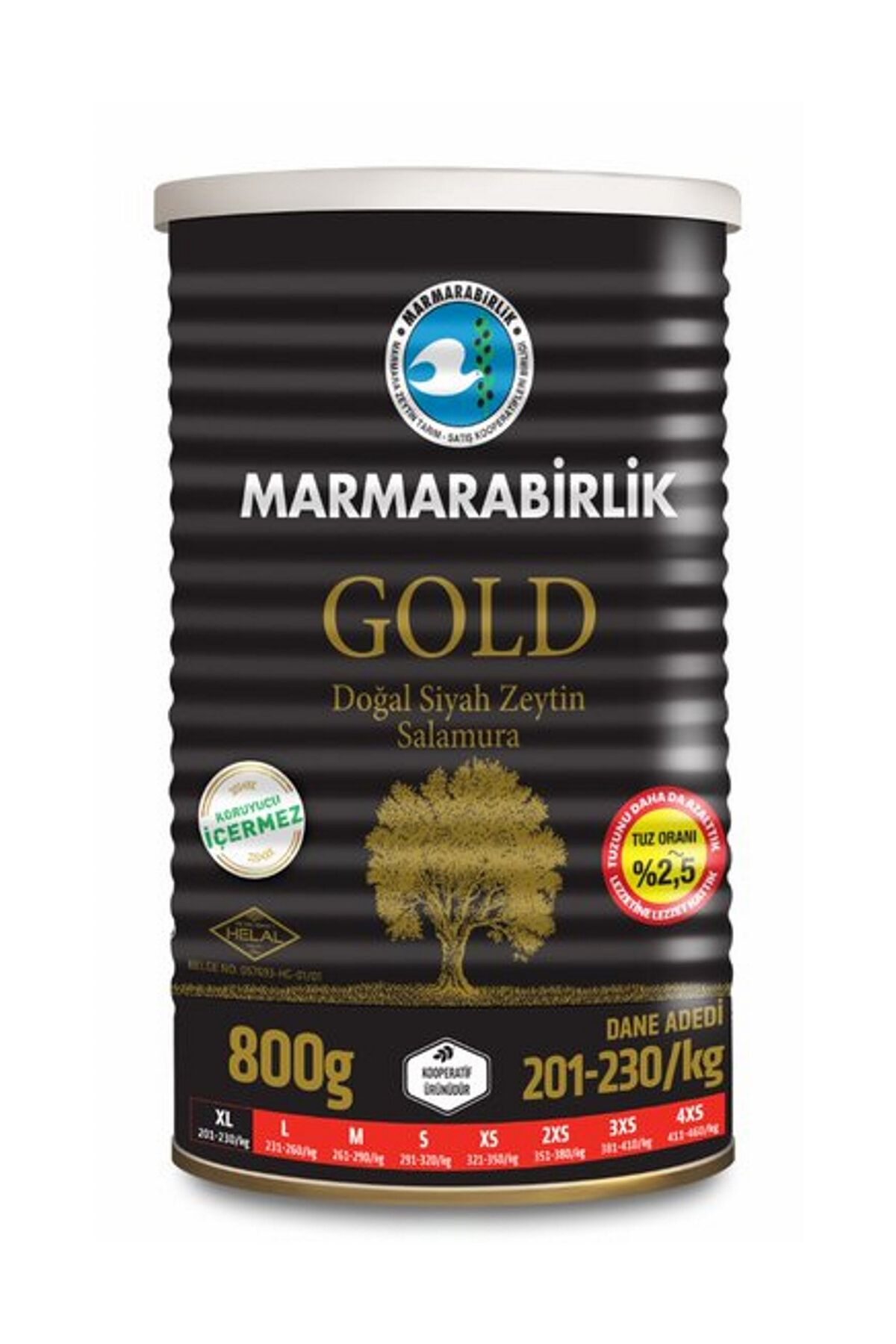 Marmarabirlik Gold Doğal Az Tuzlu Salamura 800 Grx