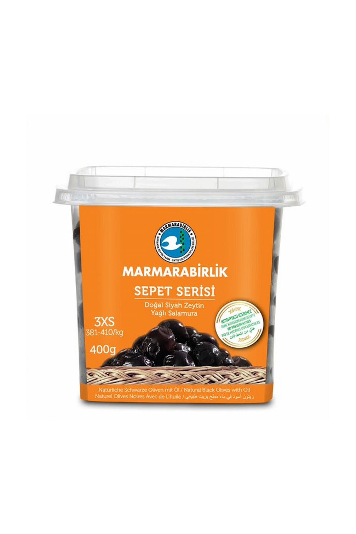 Marmarabirlik Siyah Zeytin Lüks 3xs 381-410 400 Gr