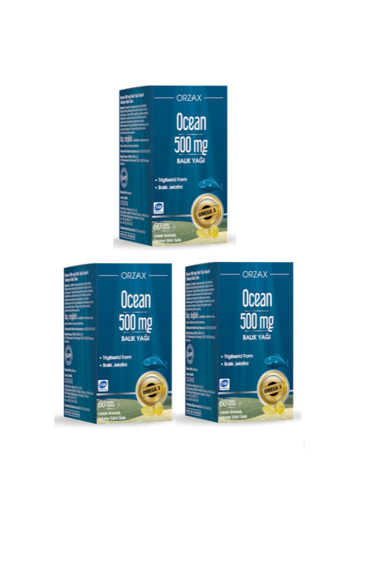 Ocean Saf Balık Yağı 500mg 60 Kapsülx3 Adet