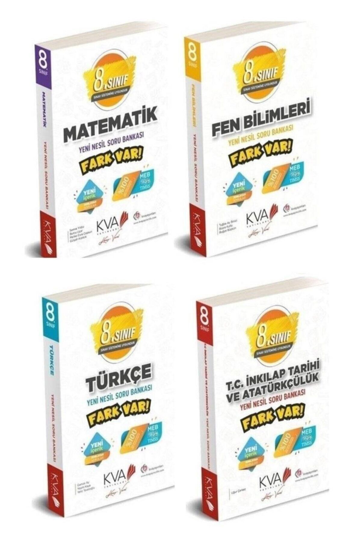 Kva Yayınları 8. Sınıf Fark Var Matematik Fen Türkçe Inkılap Soru Bankası Seti 4 Kitap