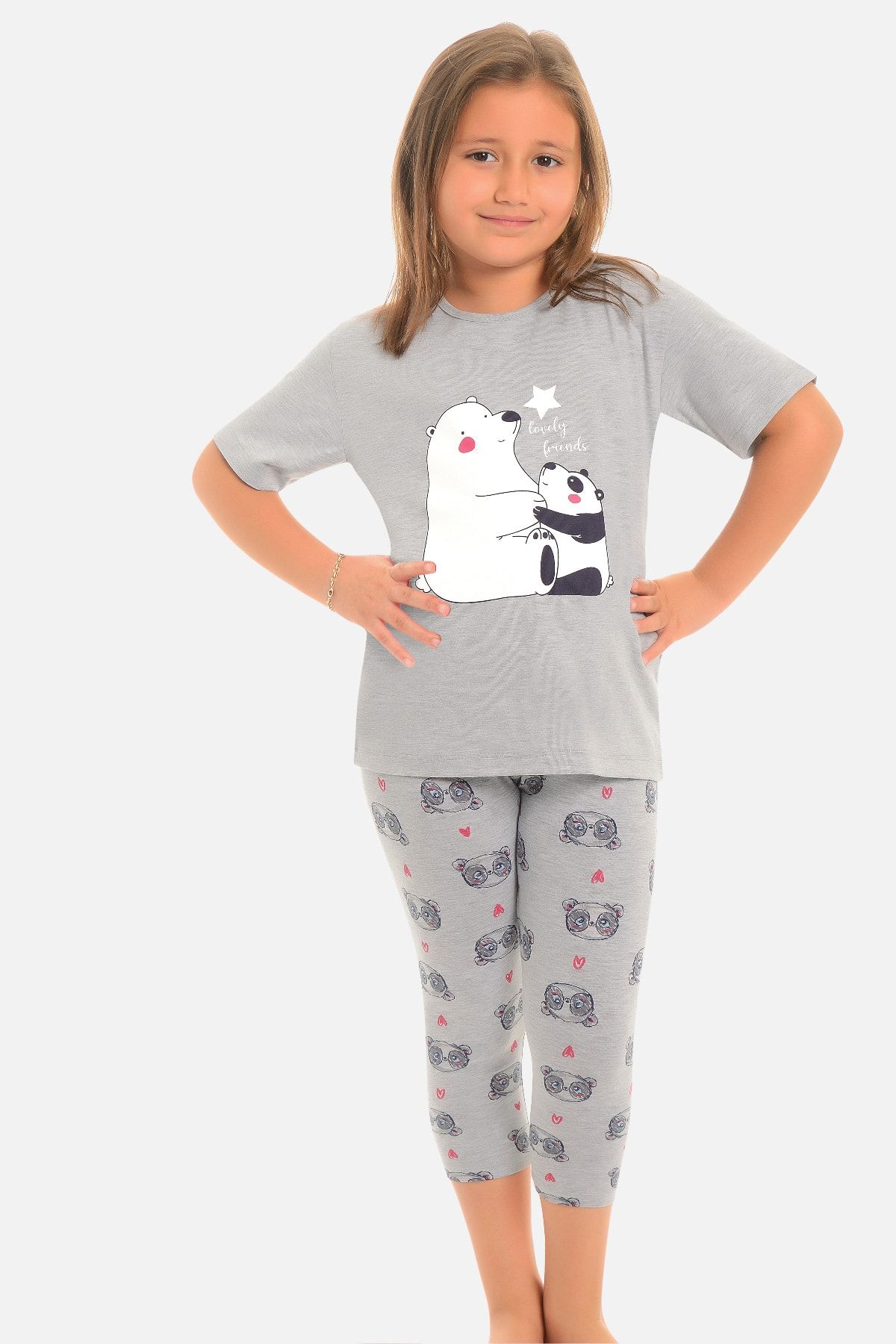 Little Frog Taytlı Kız Çocuk Pijama Takımı Panda