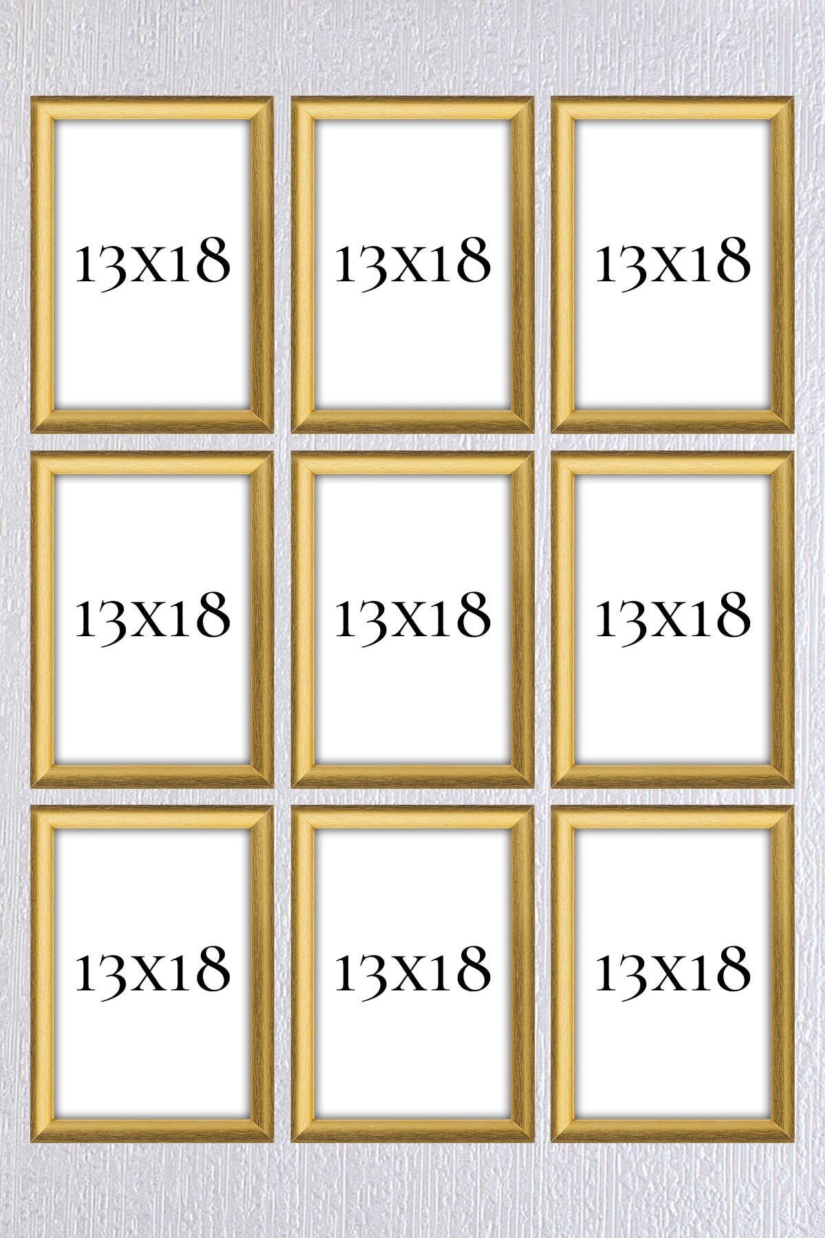 Araste Dekorasyon Gold Çerçeve Seti 9 Adet 13x18