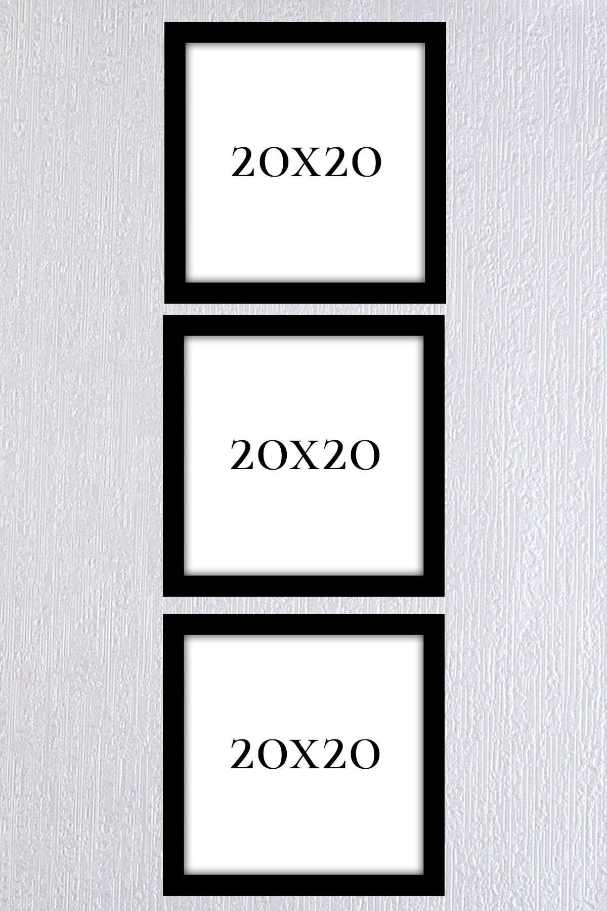 Araste Dekorasyon Siyah Çerçeve Seti 3 Adet 20x20