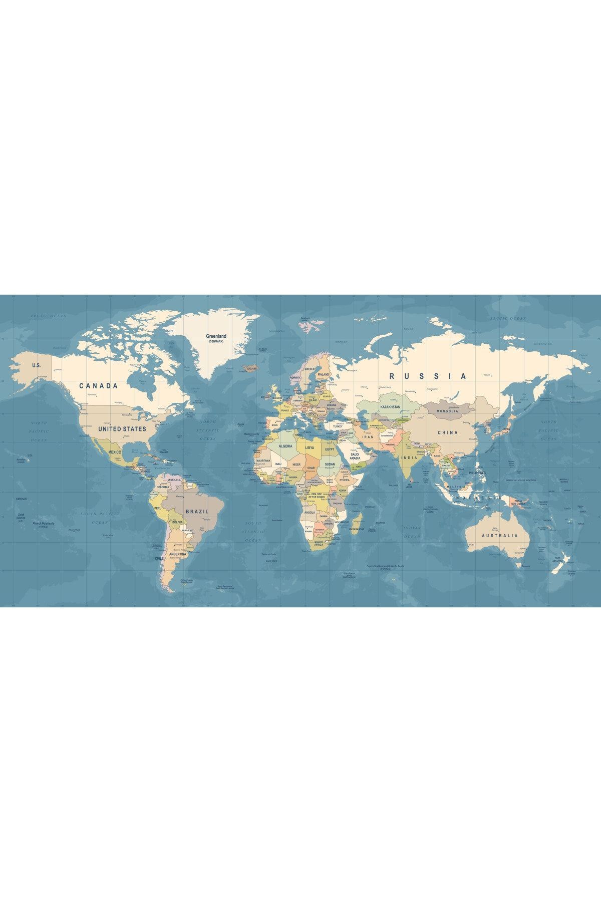 DecoPRO Dünya Haritası 3d Tek Parca Poster Duvar Kagıdı