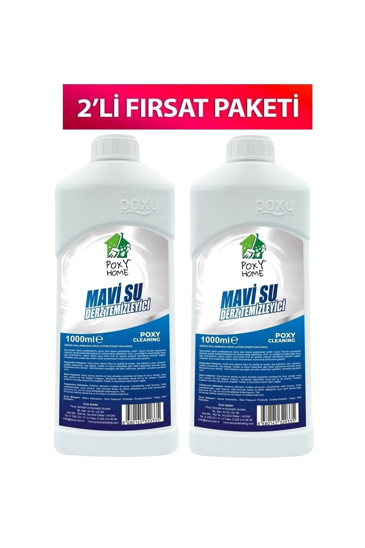 Poxy Home Mavi Su Derz Temizleyici 1 Lt X 2 Adet