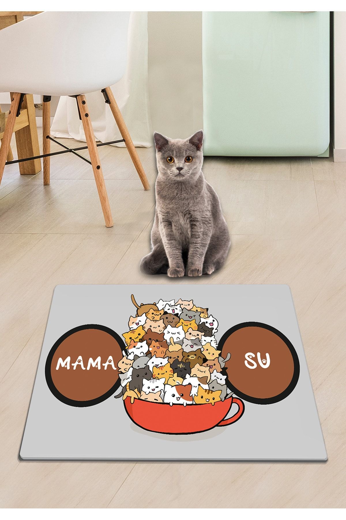 Chilai Home Pvc A Cup Of Cat Kedi Köpek Mama Paspası Köpek - Kedi Eşyaları Malzemeleri Aksesuarı