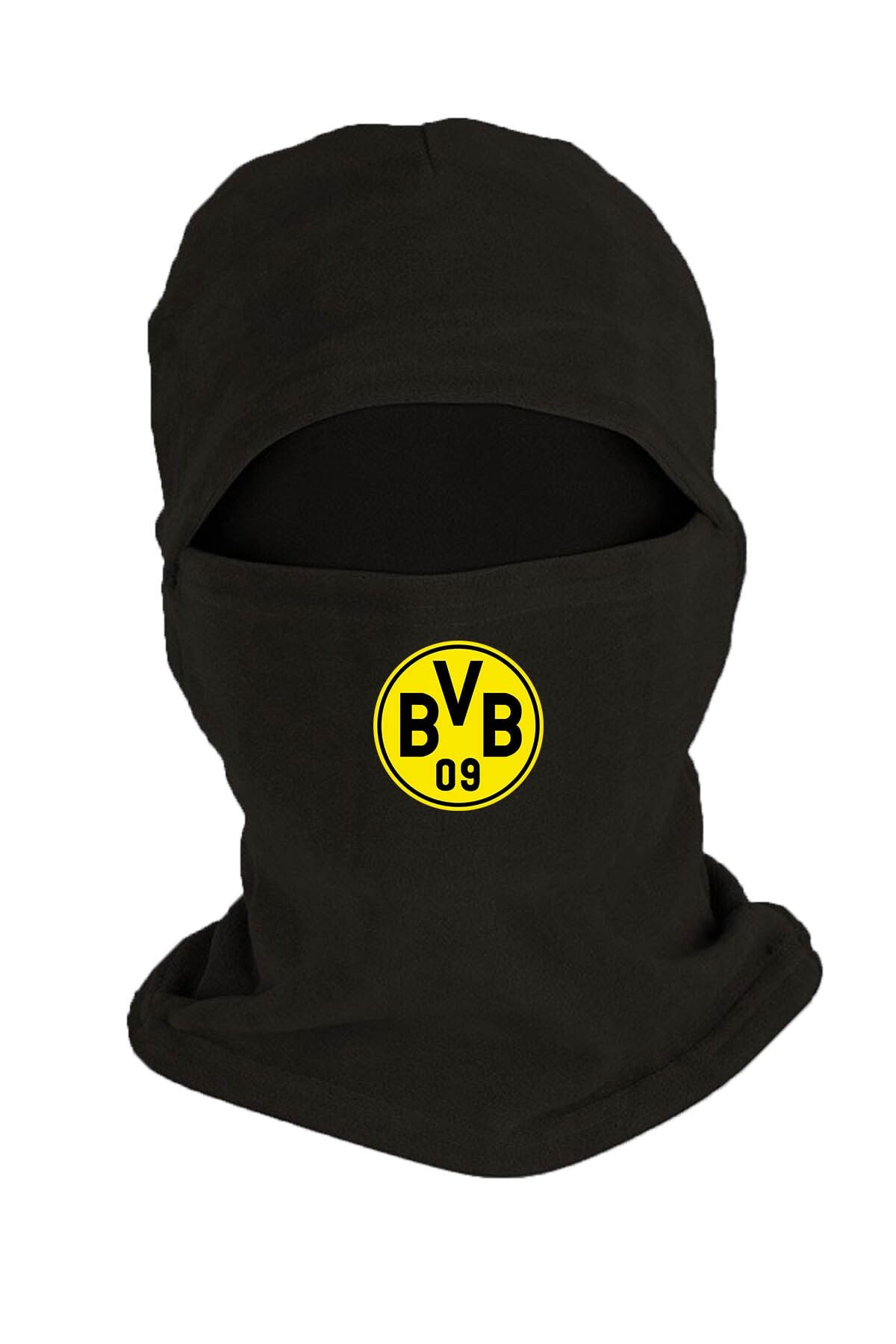 Zeron Tasarım Borussia Dortmund Baskılı Kışlık Polar Kar Maskesi Siyah Bll1234