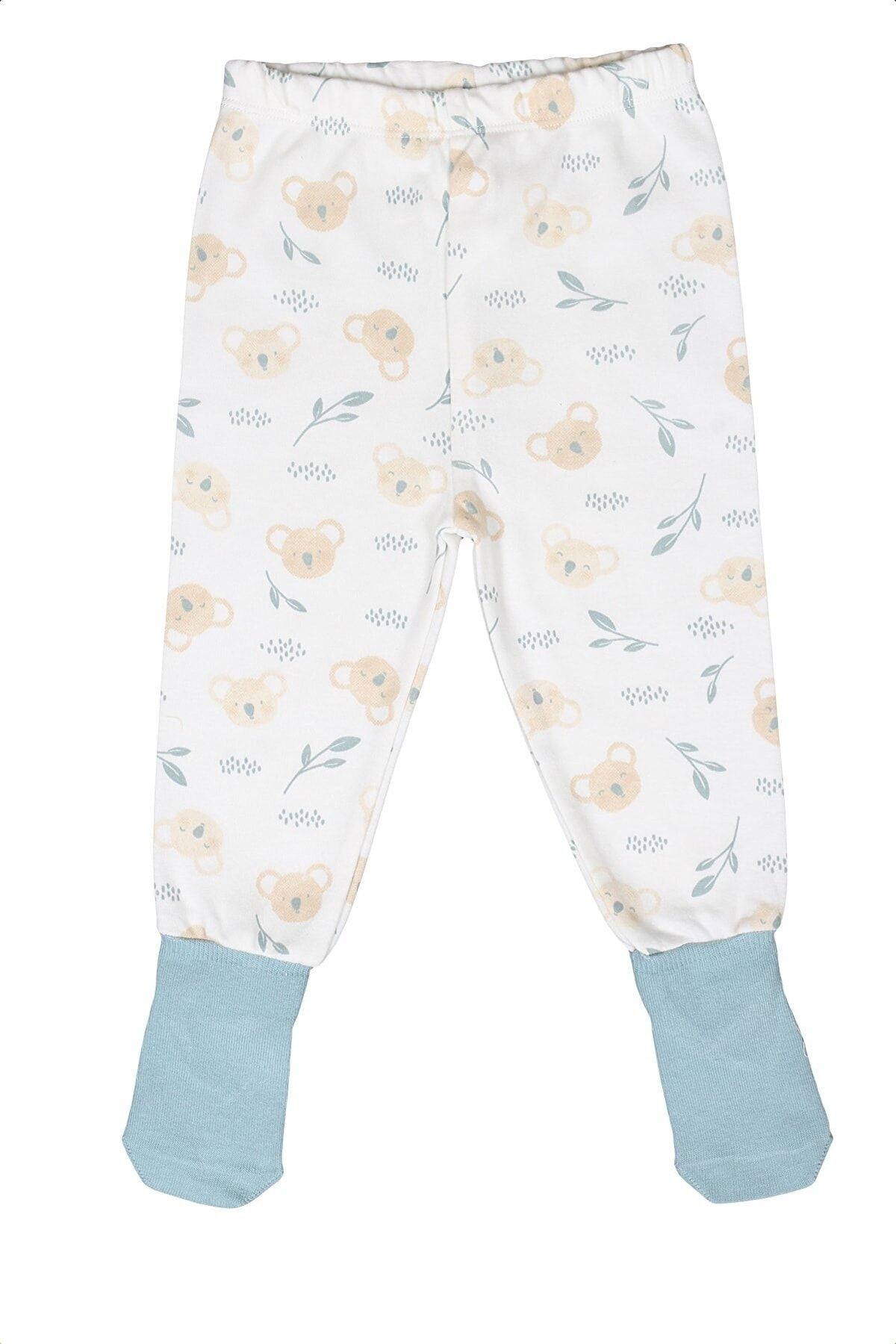 Mother Love Organik Beyaz Koala Desenli Çoraplı Pijama Altı