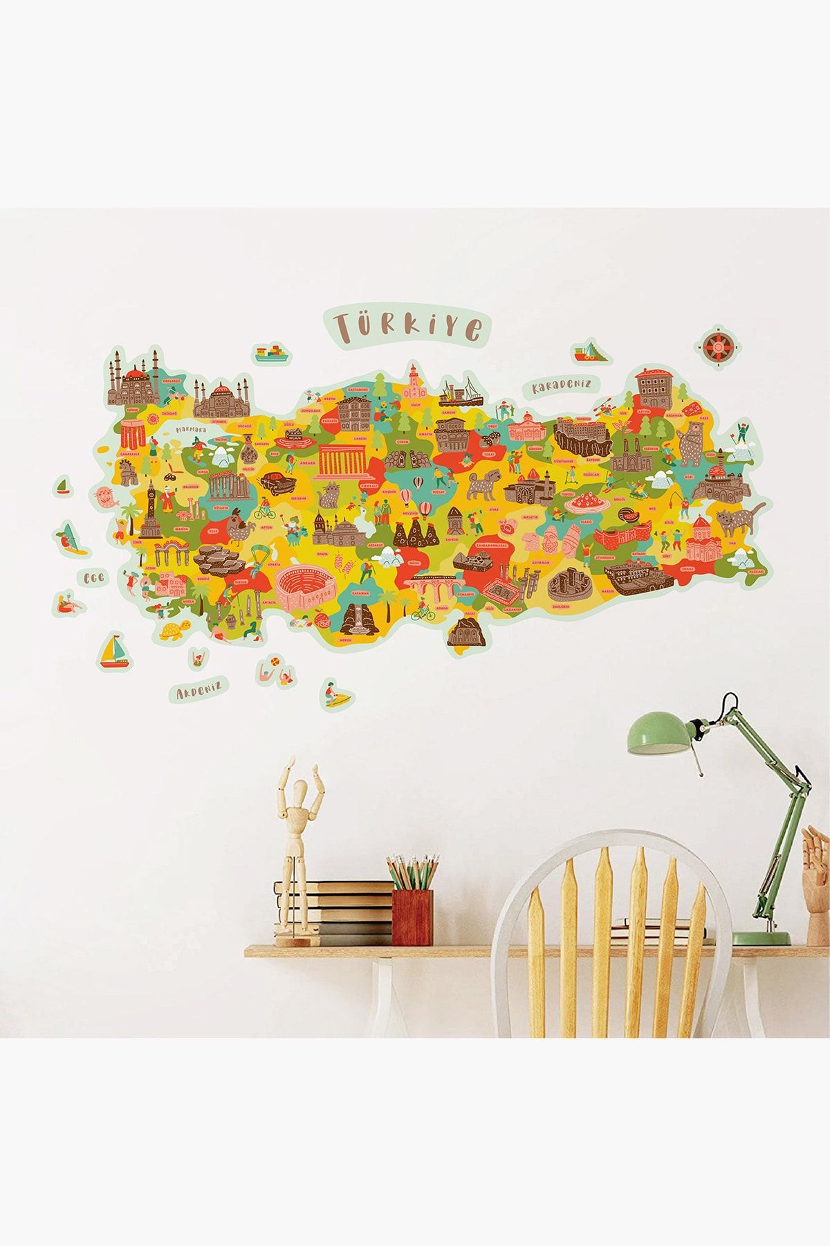 Jüppo Türkiye Iller Haritası Duvar Sticker, Eğitici Öğretici Duvar Haritası, Çocuk Odası Duvar Dekorasyonu