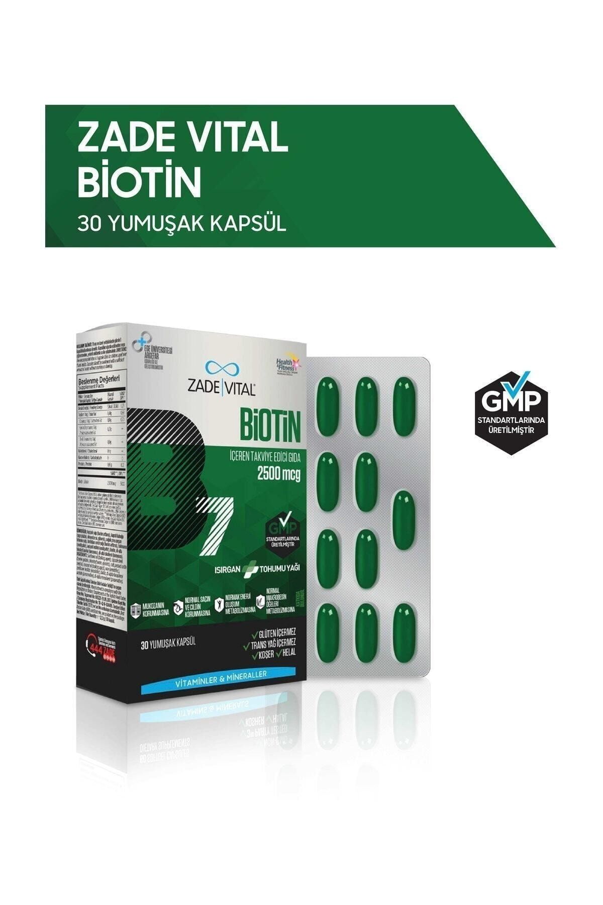 Zade Vital Biotin 30 Yumuşak Kapsül - Blister