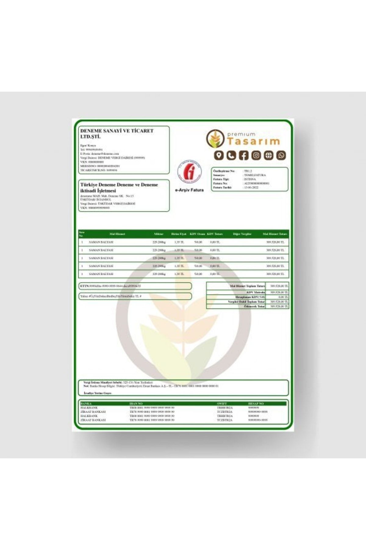 fatura tasarım E-fatura / E-arşiv Xslt