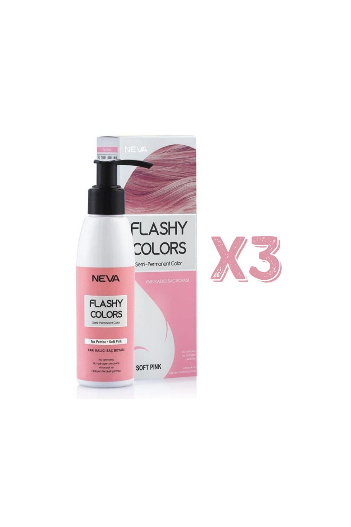 Flashy Colors Neva Yarı Kalıcı Saç Boyası 100 Ml Toz Pembe 3 Adet