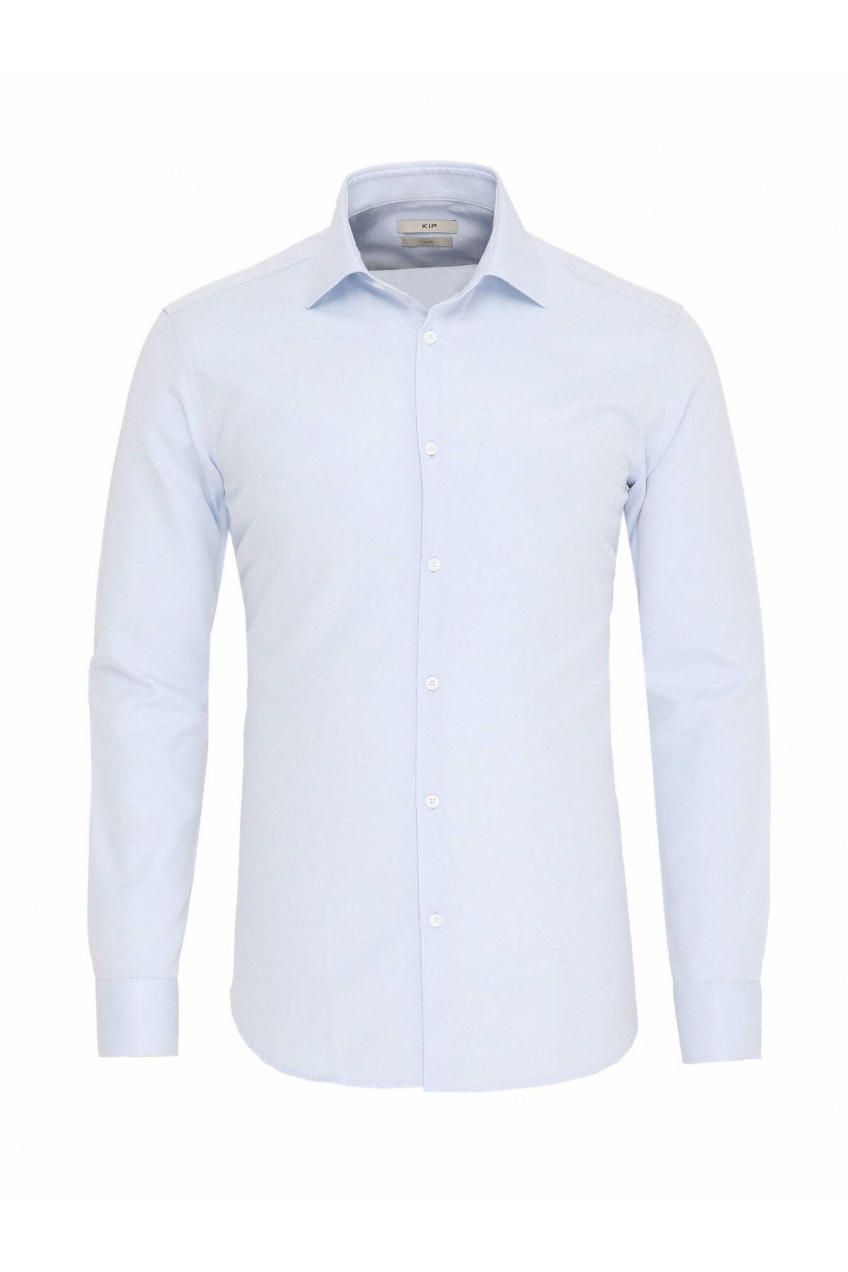 Kip Açık Mavi Düz Slim Fit Dokuma Klasik Pamuk Karışımlı Gömlek