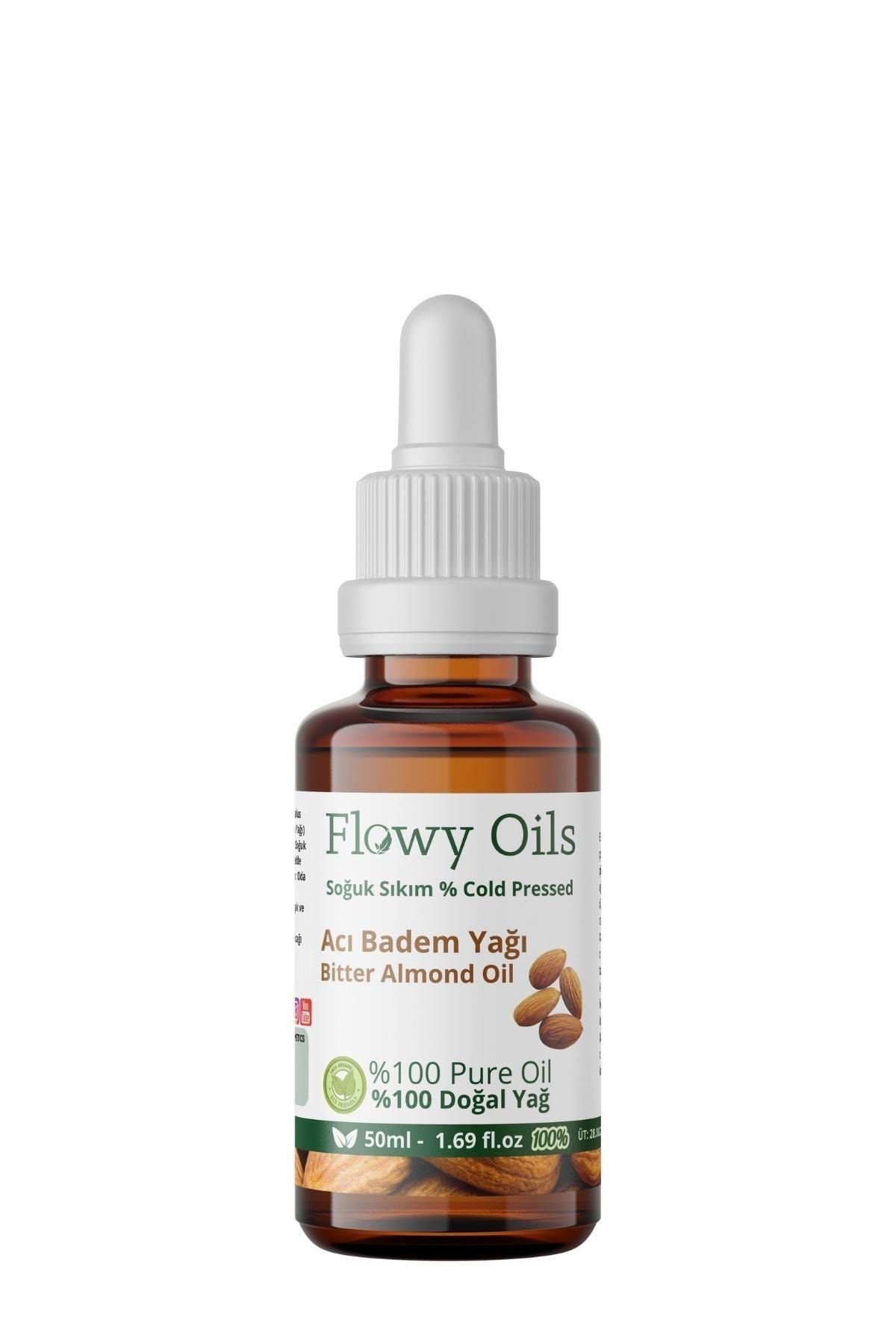 Flowy Oils Acı Badem Yağı %100 Doğal Bitkisel Sabit Yağ Bitter Almond Oil 50ml