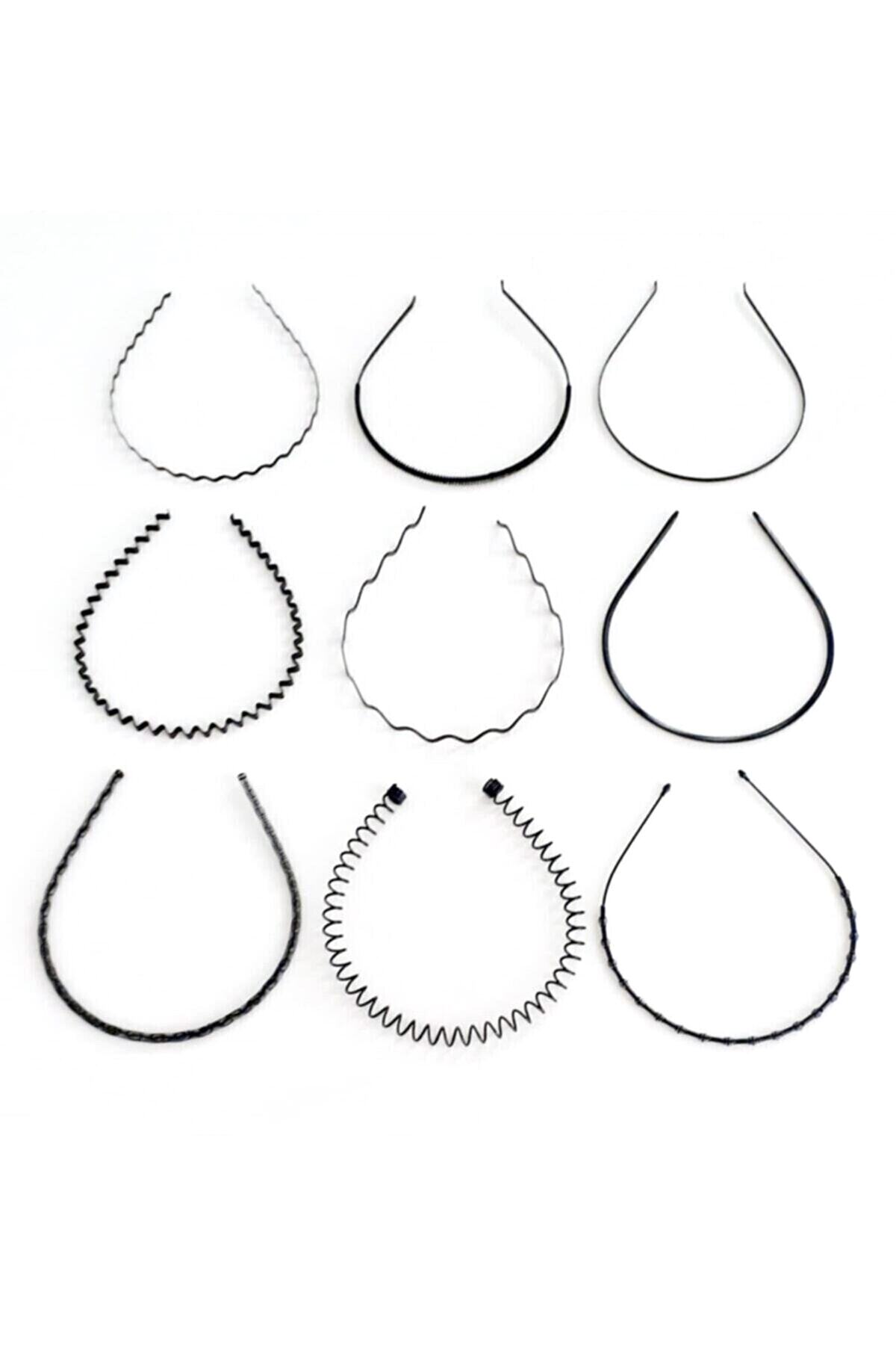 Tahtakaledeyim Unisex Sporcu Saç Tacı 9'lu Metal Siyah Renk - Kaliteli Saç Aksesuarı