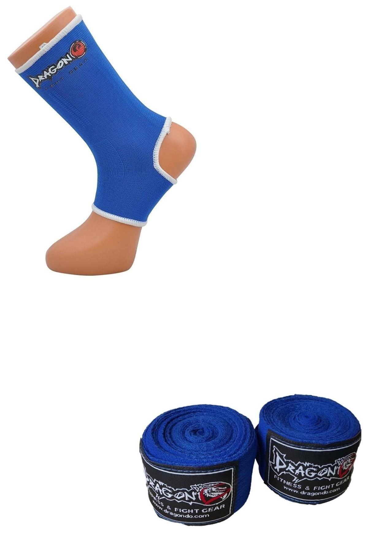 Dragondo 41280 Mavi Kick Boks Çorabı Ve 3,5 M Mavi Bandaj Set S Beden