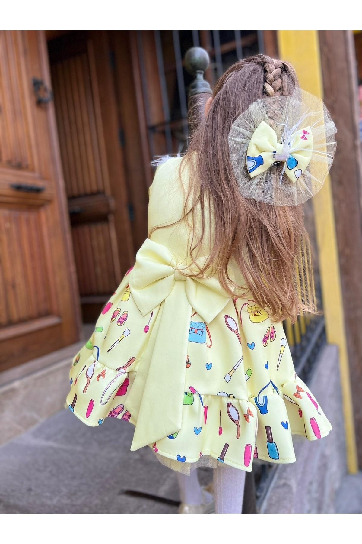 Sare Çocuk Giyim Kız Çocuk Doğum Günü Sarı Lol Bebek Elbise