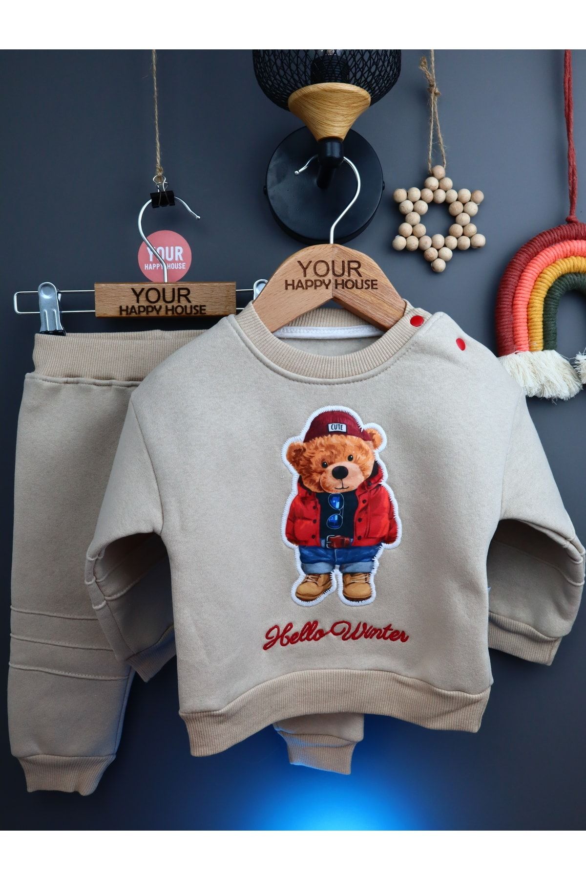 Your Happy House Çocuk Takım 2'li - 3 Boyutlu Ayıcıklı Bebek Kışlık Giyim | 6-24 Ay