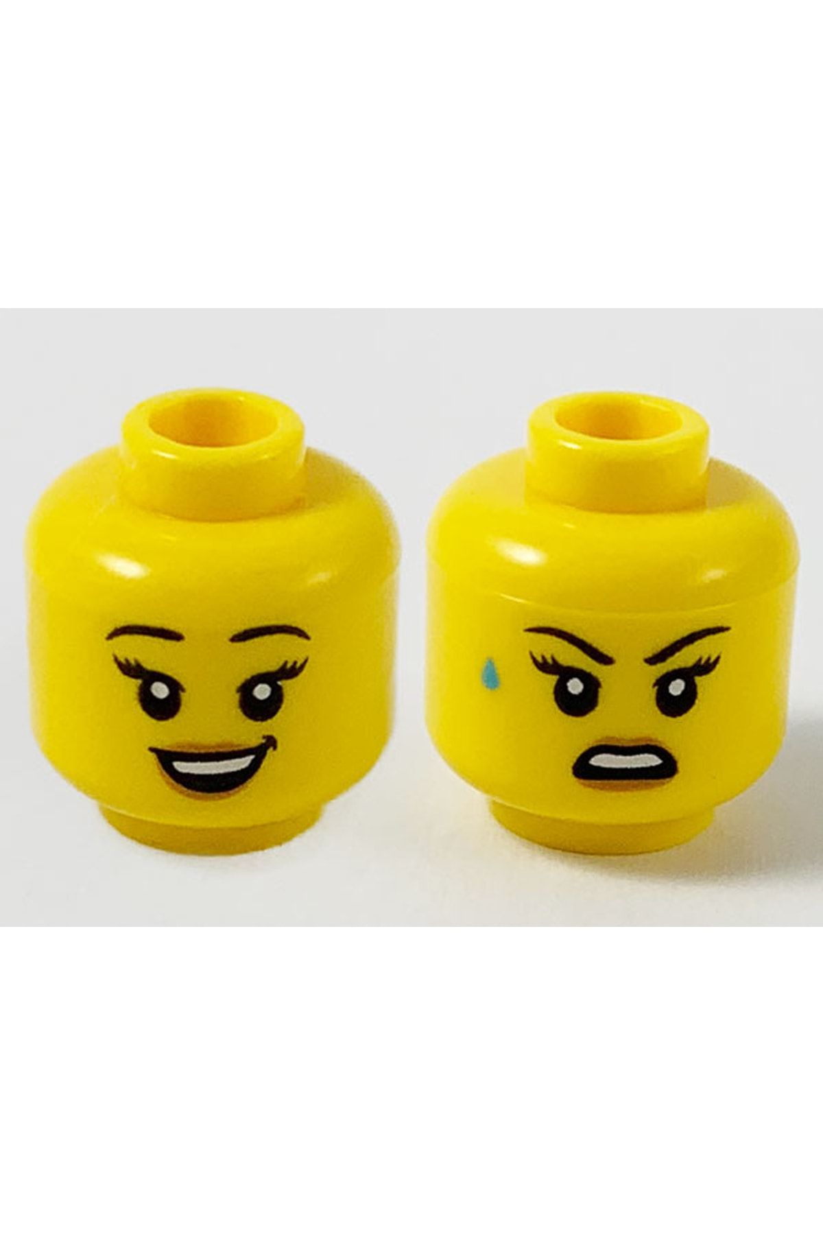 LEGO Orjinal Aksesuar Custom Minifigür Minifigure Çift Surat Terli Sinirli Gülen Kadın Sarı Kafa