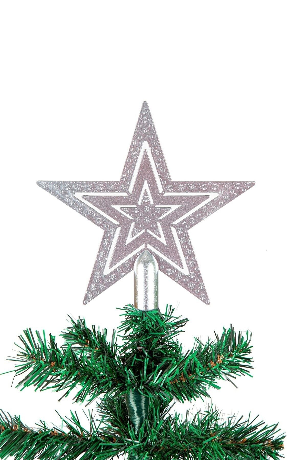Happyland Yılbaşı Ağacı Süsü Gümüş 10 cm Yılbaşı Çam Ağacı Tepe Yıldızı