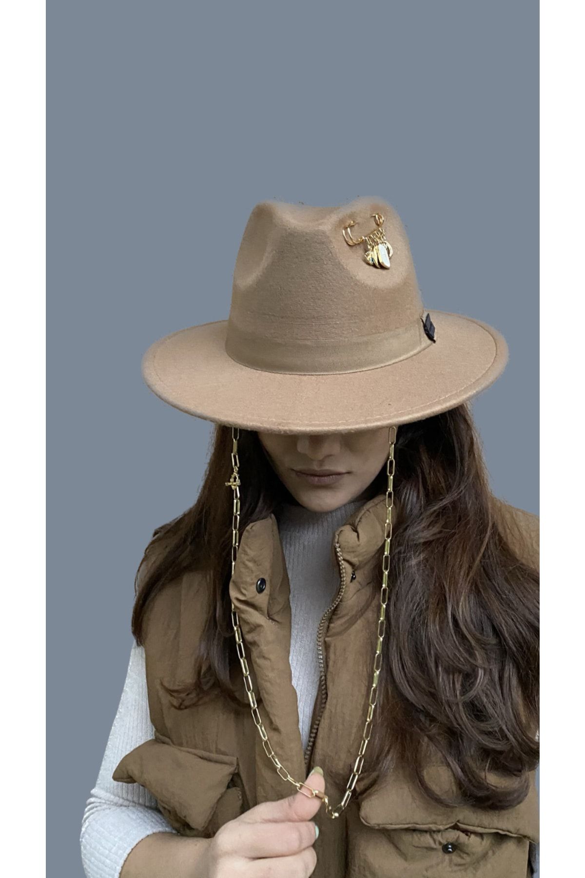 laviyonsa Kovboy Keçe Şapka Iğneli Aksesuar Yılbaşı Özel Koleksiyonu(İĞNELİ AKSESUARI DEĞİŞTİREBİLİRSİNİZ)