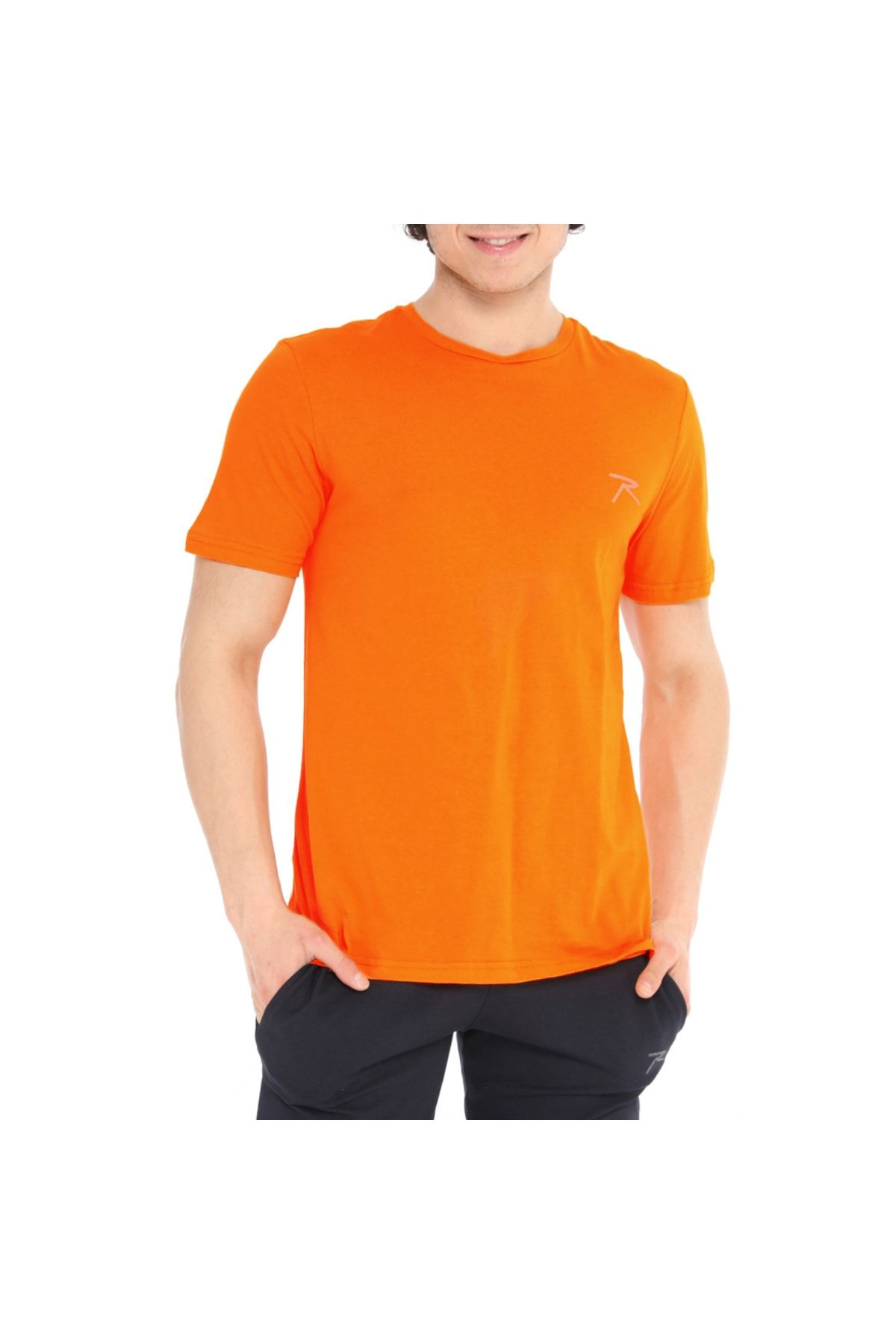 raru Erkek %100 Pamuk T-shirt Gravıs Oranj