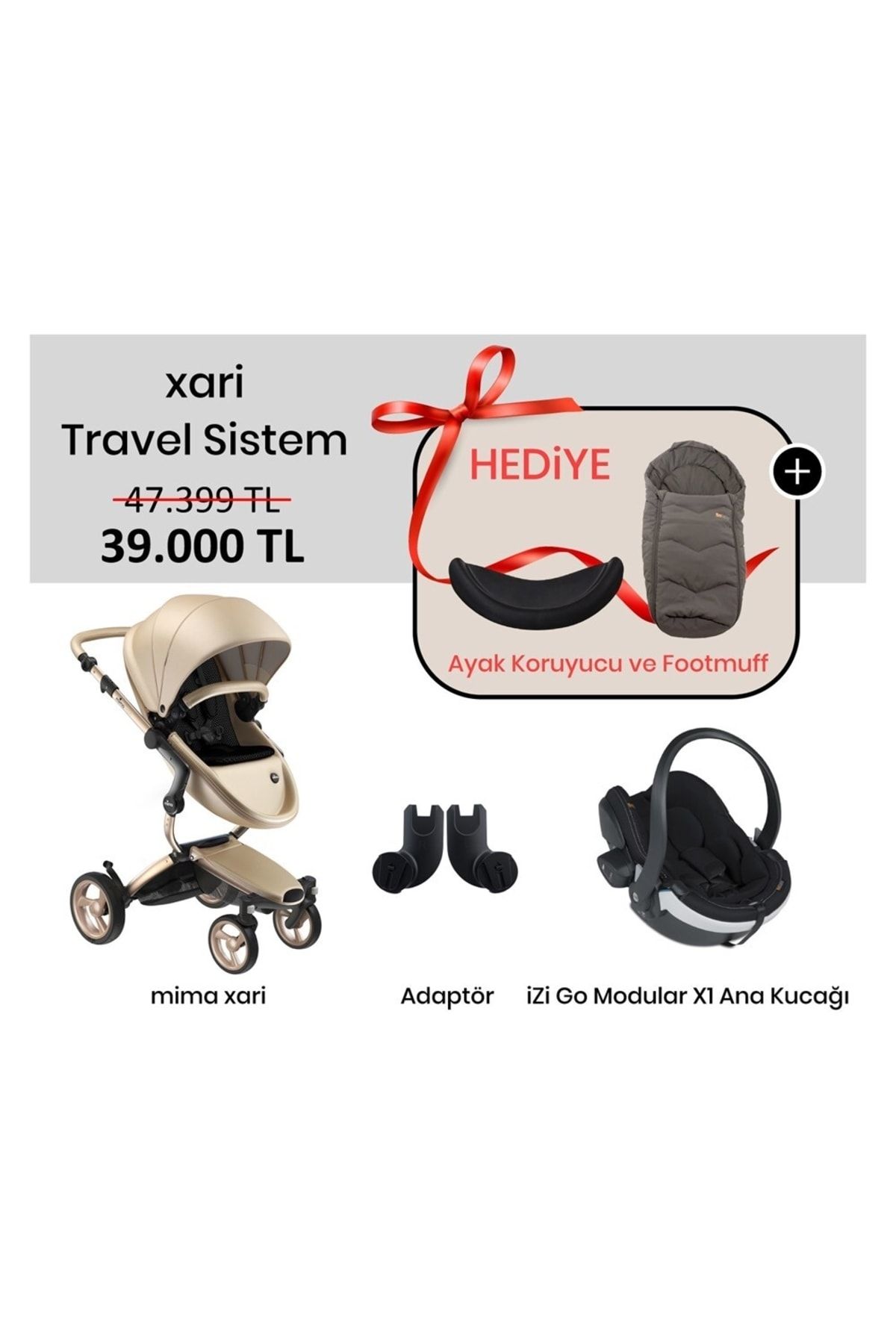 Mima Xari Puset 5'li Travel Sistem Portbebeli Bebek Arabası Besafe Izi Go Modular X1 Metallic Melang