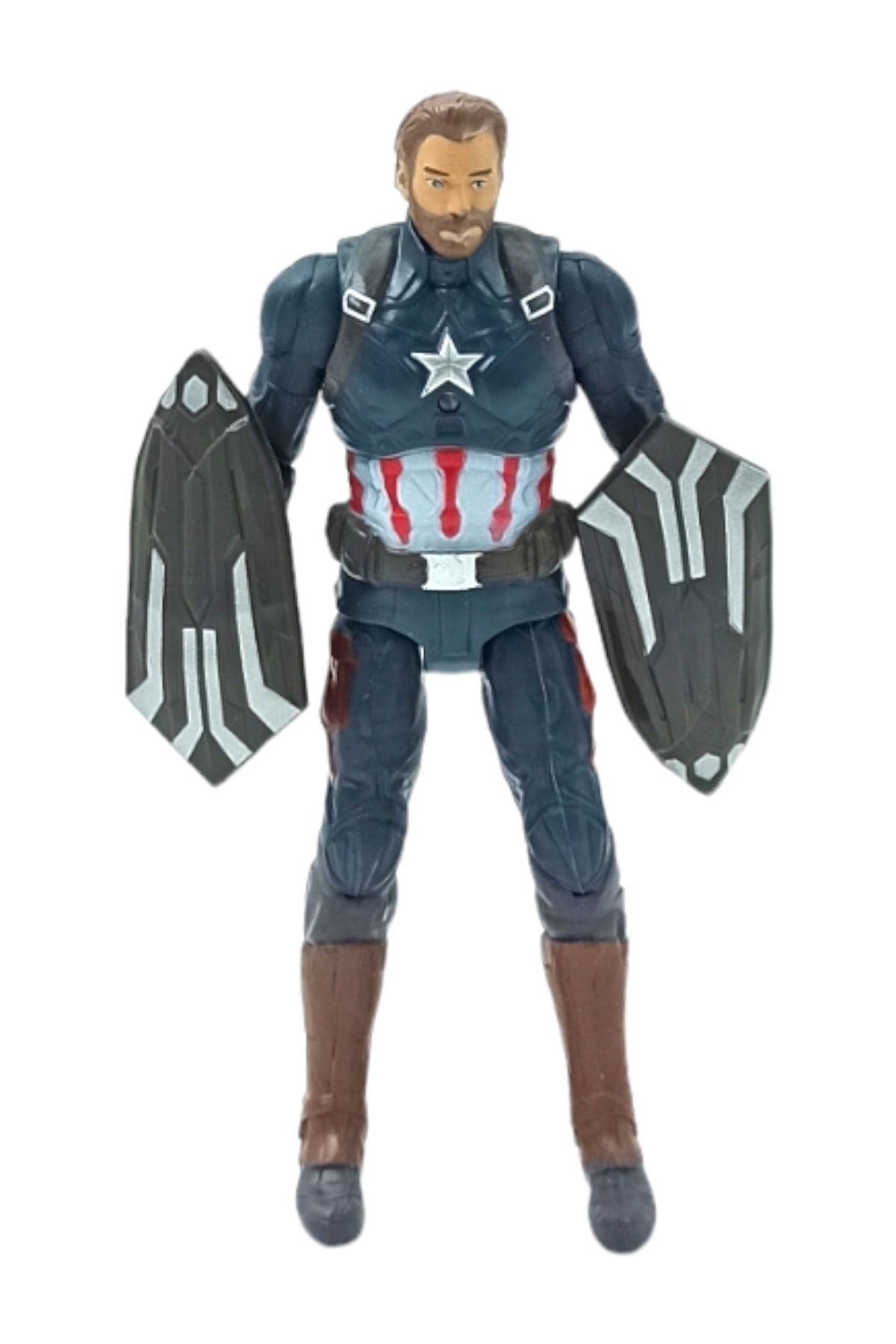 PopŞeker Avengers Captian Amerika Figürü, Eklemli Işıklı Ve Kalkanlı Kaptan Amerika Figürü 17cm.