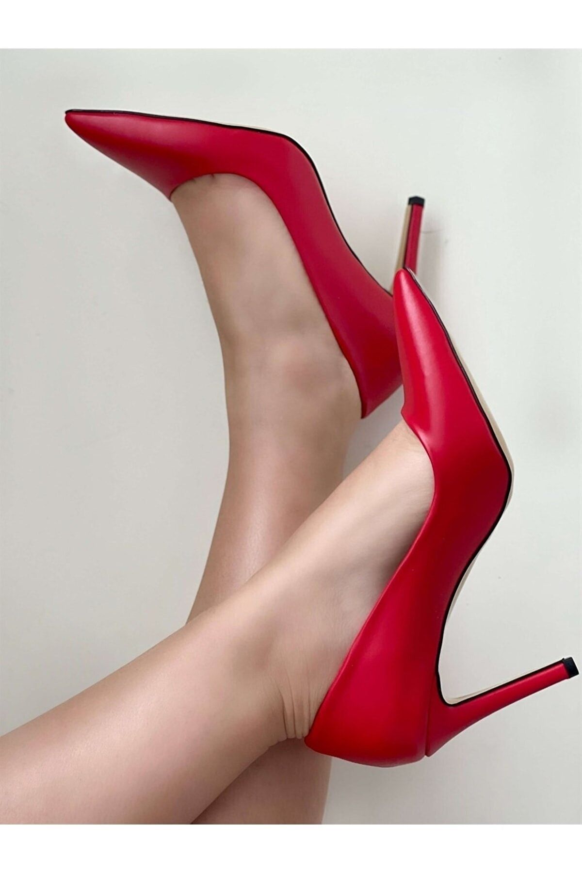 SkopjeShoes Kırmızı Kadın Ince Topuk Stiletto Ayakkabı