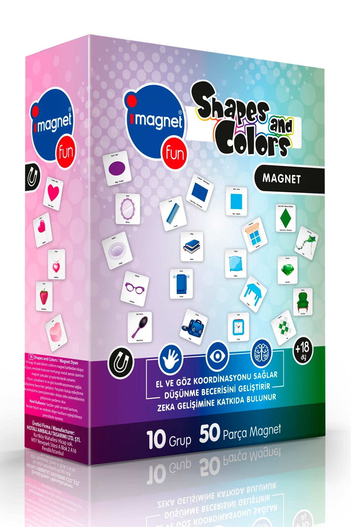 imagnetfun Shapes And Colors | Magnet Şekil, Renkleri Gruplandırma | 10 Grup | 50 Parça