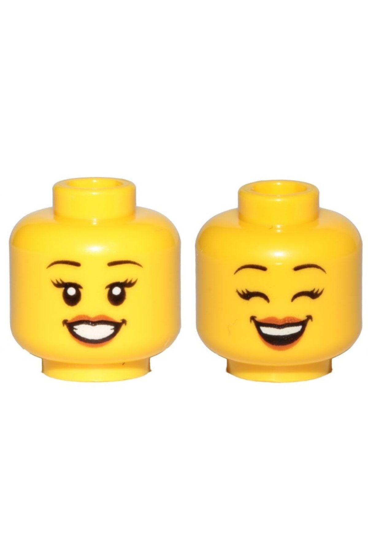 LEGO Orjinal Aksesuar Custom Minifigür Minifigure Çift Surat Gözleri Kapalı Gülen Kadın Sarı Kafa