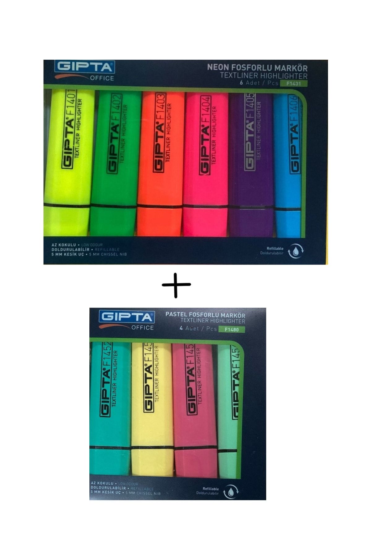 Gıpta 6 Renk Neon Fosforlu + 4 Renk Pastel Fosforlu Set