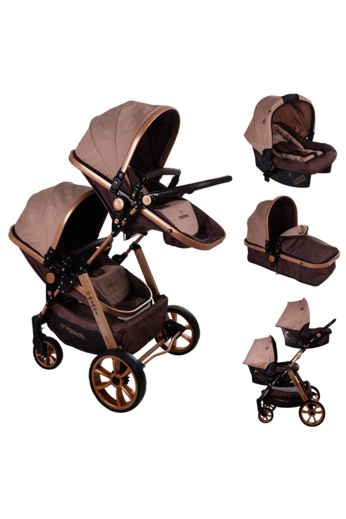 Mamma Kahverengi Twin Travel Sistem  İkiz Bebek Arabası