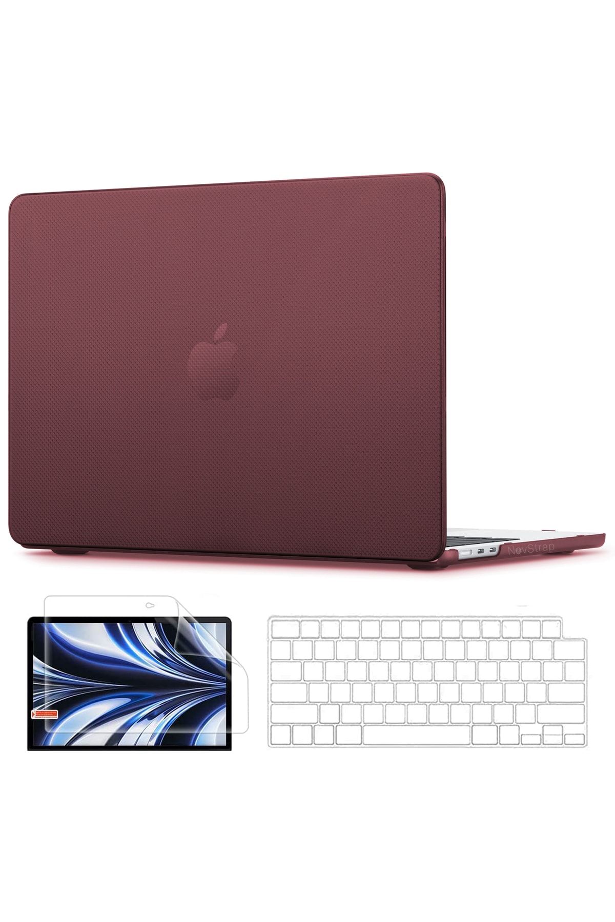 NovStrap Apple Macbook Air M2 13.6 Inç A2681 Uyumlu Kılıf Dots Design-şeffaf Klavye Kılıfı-film