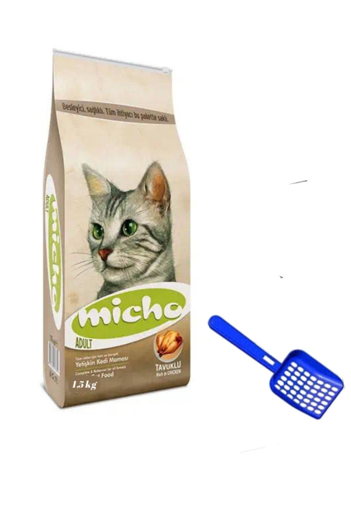 Micho Adult Cat Tavuklu Hamsi Ve Pirinç Eşliğinde Yetişkin Kedi Maması1,5 Kg+kürek Hediye