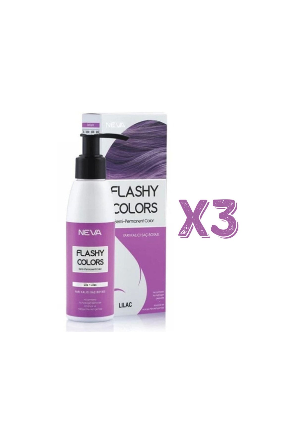 Flashy Colors Neva Yarı Kalıcı Saç Boyası 100 Ml Lila 3 Adet