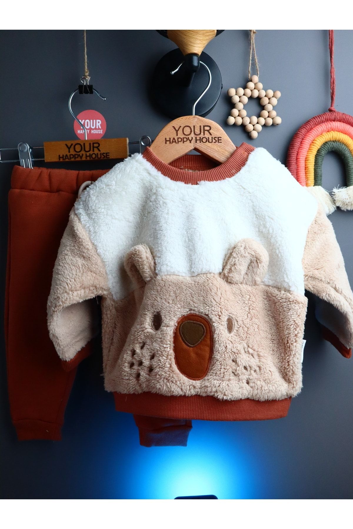 Your Happy House Welsoft Çocuk Takım 2'li Ayıcıklı Bebek Kışlık Giyim | 6-24 Ay