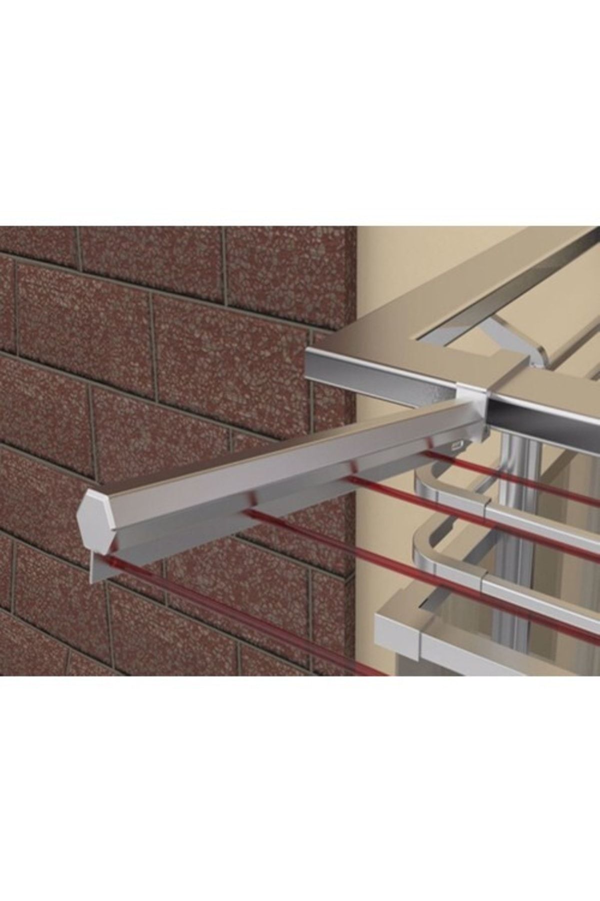 Ersa Balkon Çamaşır Kurutma Askısı Kare Küpeşte 60x25 Metalik Gümüş Renk